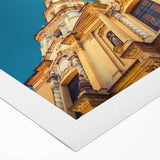 Art deco poster of Buenos Aires skyline in muted gold and black tones on rolled canvas, suitable for dining room wall art.