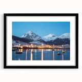 Extra large, textured abstract art print featuring vibrant, colorful scenery of Argentina on a framed black canvas.