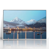 Art deco poster of an Argentine landscape in pastel shades on a white acrylic frame, suitable for nursery wall art.