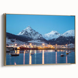 Framed canvas featuring a vintage-style landscape painting of an Argentinean scenery, with muted earth tones.