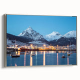 Framed canvas depicting a vintage-style landscape painting of an Argentinian scenery in vibrant colors.