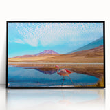 Large abstract wall art depicting a Bolivian landscape in muted earth tones on a framed acrylic print.