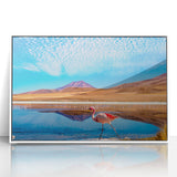 Acrylic print of a Bolivian landscape with soft pastel colors in an art deco style, ideal for nursery wall art.