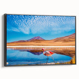 Black and white framed canvas featuring a vintage-style Bolivian landscape, ideal for bedroom wall art.