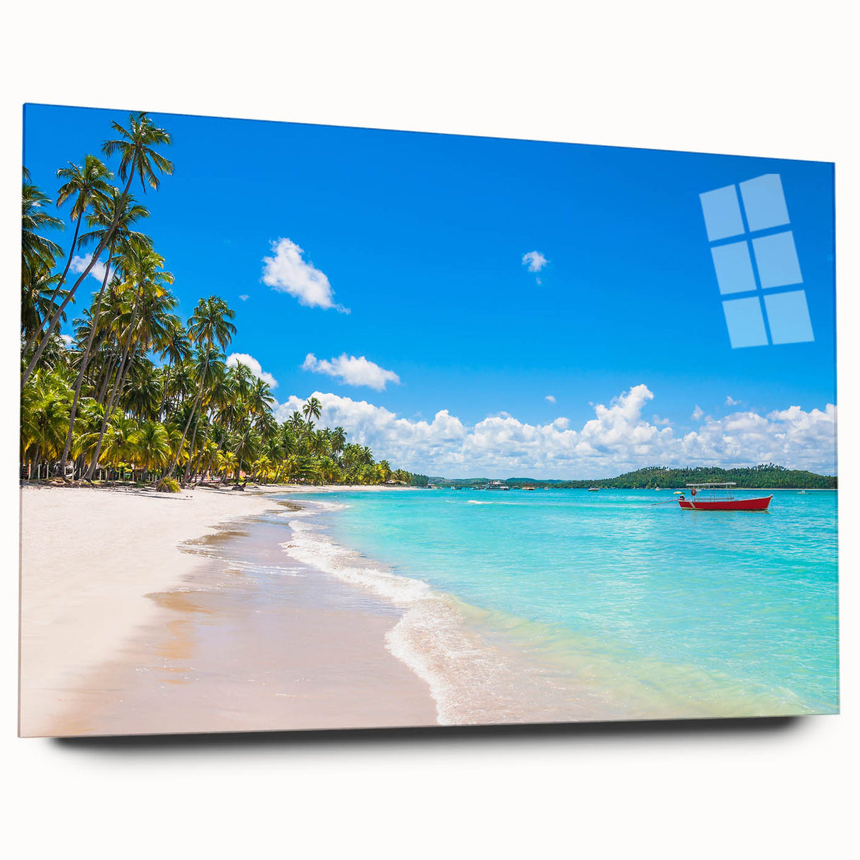 Large abstract depiction of a Brazilian landscape on acrylic glass, featuring earthy tones.