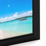 Extra large framed canvas featuring a textured depiction of a Brazilian landscape in black with colorful accents.