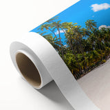 Art Deco poster of a Brazilian landscape in pastel shades on rolled canvas, ideal for nursery wall art.