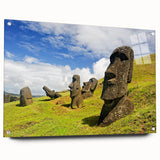 Acrylic glass print of a large abstract depiction of a Chilean landscape in muted earth tones.