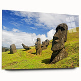 Large abstract wall art depicting a Chilean landscape in muted earth tones on acrylic glass.