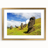 Extra large abstract art print depicting a textured Chilean landscape in muted earth tones, framed in gold.