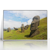 Acrylic print of Chilean landscape in art deco style, featuring muted earth tones, ideal for modern art wall decor.