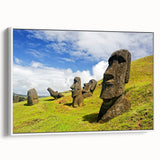 Vintage poster art of a Chilean landscape in vibrant colors on a framed canvas, ideal for living room decor.