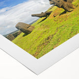 Art deco poster of a Chilean landscape in muted earth tones on rolled canvas, suitable for dining room decor.