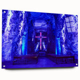 Large abstract wall art of a Colombian landscape in muted earth tones on acrylic glass.