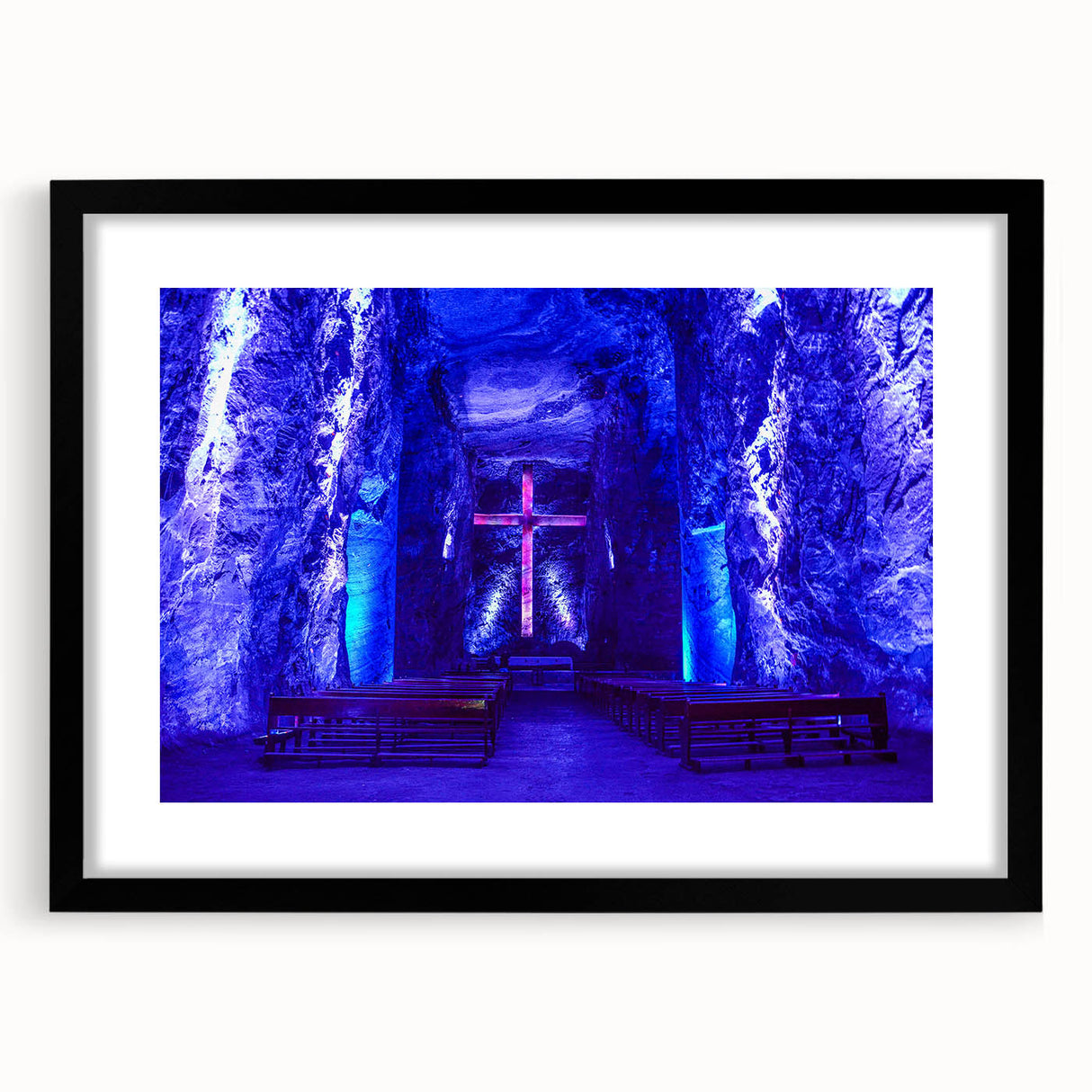 Extra large framed abstract print of a vibrant, colorful Colombian landscape on canvas, ideal for living room decor.