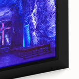 Extra large framed canvas featuring a textured black wall art of a colorful Colombian landscape, ideal for living room decor.