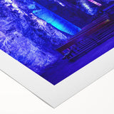 Art deco poster featuring a vibrant Colombian landscape on rolled canvas, suitable for dining room wall art.