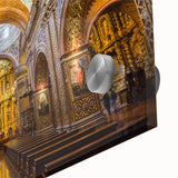 Large abstract wall art depicting an Ecuadorian landscape in vibrant hues on acrylic glass, suitable for dining room decor.