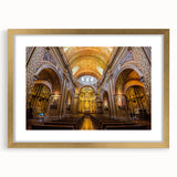 Extra large abstract art print of South American scenery in gold frame, textured with vibrant earth tones.