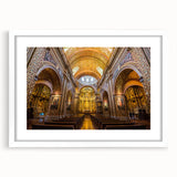 Abstract art print of a South American landscape in muted earth tones on a framed white mat, ideal for dining room decor.