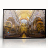 Large abstract wall art depicting an Ecuadorian landscape in muted earth tones, framed in black acrylic.