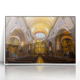 Acrylic print of a serene Ecuadorian landscape in soft pastel hues, framed in white.