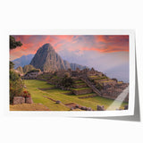 Extra large rolled print of Machu Picchu in muted earth tones, ideal for art wall dining room or classy bathroom wall art.