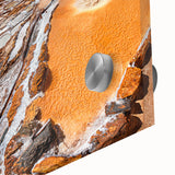 Large abstract depiction of a South American landscape in muted earth tones on acrylic glass, suitable for dining room art.