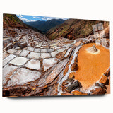 Large abstract depiction of a Peruvian landscape on acrylic glass, in soft earth tones.