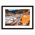 Extra large abstract art print of a colorful, textured South American scenery on a framed canvas.