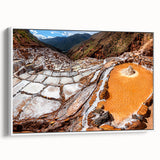 Vintage poster art of a scenic South American landscape in vibrant colors on a white framed canvas.