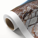 Art deco poster of a Peruvian landscape in soft pastel shades on rolled canvas, ideal for nursery wall art.