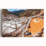 Black and white stretched canvas of a scenic Peruvian landscape, ideal for kitchen wall art.