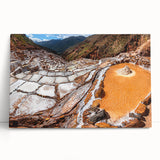 Black and white photograph of a Peruvian landscape on stretched canvas, ideal for kitchen wall art.
