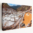 Panoramic landscape of Machu Picchu in muted earth tones on a large stretched canvas, ideal for kitchen wall art.