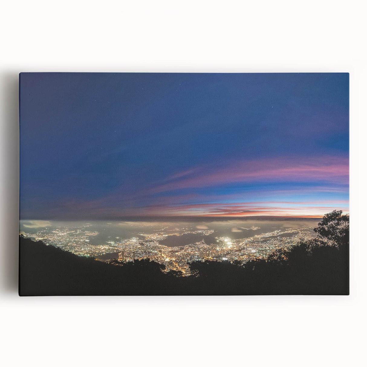 Black and white stretched canvas of a Venezuelan landscape, ideal for kitchen wall art.
