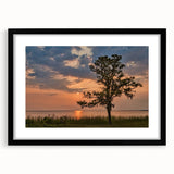 Extra large abstract art print featuring a textured, colorful depiction of an Alabama landscape on a framed black canvas.