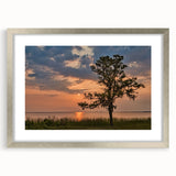 Textured abstract art print of Alabama scenery in muted earth tones on a framed silver mat, ideal for bedroom art.