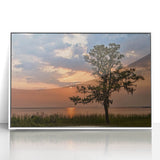 Art deco poster of Alabama scenery in muted earth tones on a framed acrylic, ideal for modern nursery wall art.