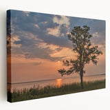 Side view of a stretched canvas featuring a realistic Alabama landscape in earthy brown and green tones.