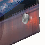 Large abstract depiction of Denali, Alaska in muted earth tones on acrylic glass, suitable for dining room art.