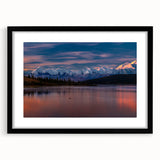 Abstract art print of Denali, Alaska in vibrant colors on a textured, extra large canvas, ideal for living room decor.