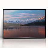 Large abstract wall art depicting Denali, Alaska in muted earth tones on a framed acrylic.