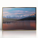 Large art print of Denali, Alaska with muted earth tones on a framed acrylic, ideal for modern art wall decor.