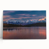 Black and white photo of Denali, Alaska on stretched canvas, suitable as large kitchen wall art or for bedroom ambiance.