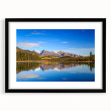 Extra large abstract art print depicting vibrant Alaskan scenery on textured canvas, framed in black.