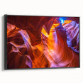 Black and white framed canvas of Antelope Canyon in Arizona, ideal for bedroom wall art.