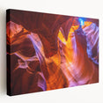 Antelope Canyon in Arizona depicted in natural orange and red tones on a large stretched canvas.