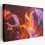 Antelope Canyon in Arizona depicted in natural orange and red tones on a large stretched canvas.