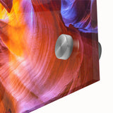 Large abstract depiction of Antelope Canyon in Arizona on acrylic glass, using earthy tones, ideal for dining room art.